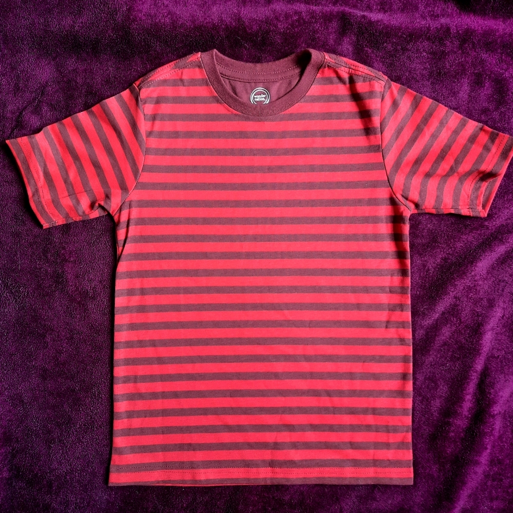 Wonder Nation 6 & 4 (Boys) Red & Brown Striped T-shirts